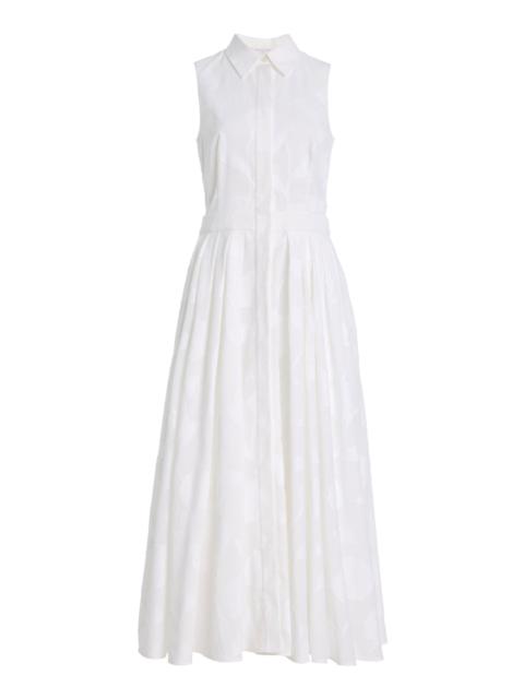 Floral Fil Coupé Midi Shirt Dress white