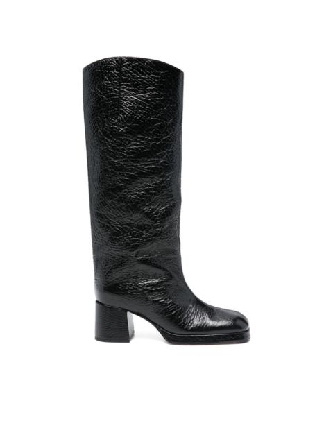 65mm Tundra grained block-heel boots