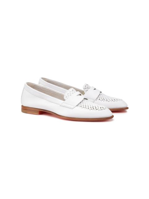 Women's white leather penny loafer