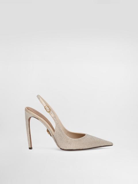 Devotion satin slingback with rhinestones