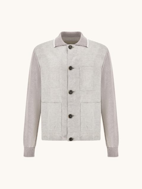 HYBRID CARDIGAN IN PIUMA COTTON AND LINEN