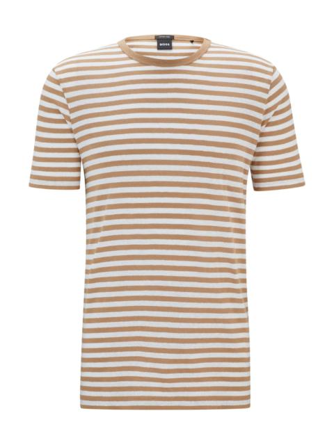 HORIZONTAL-STRIPE T-SHIRT IN COTTON AND LINEN