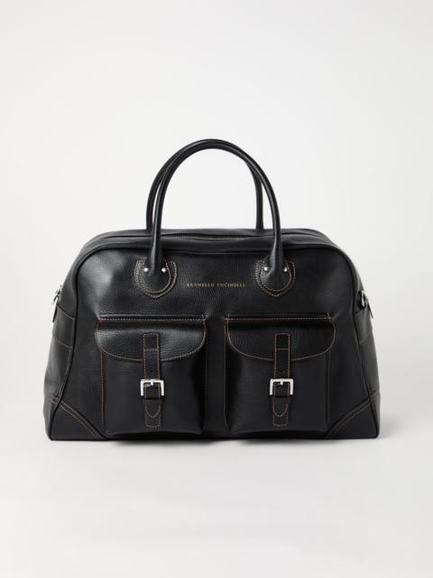 Grained calfskin weekender bag