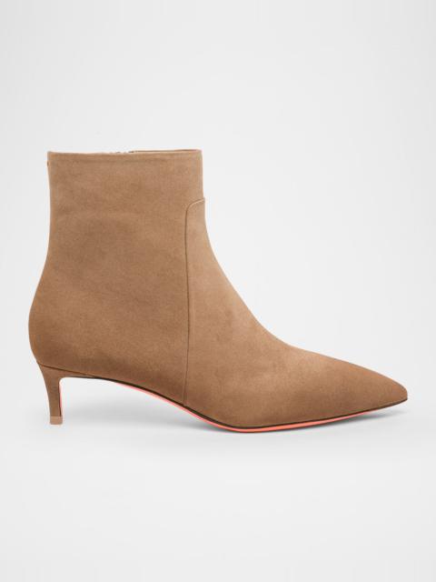Suede Kitten Heel Ankle Booties