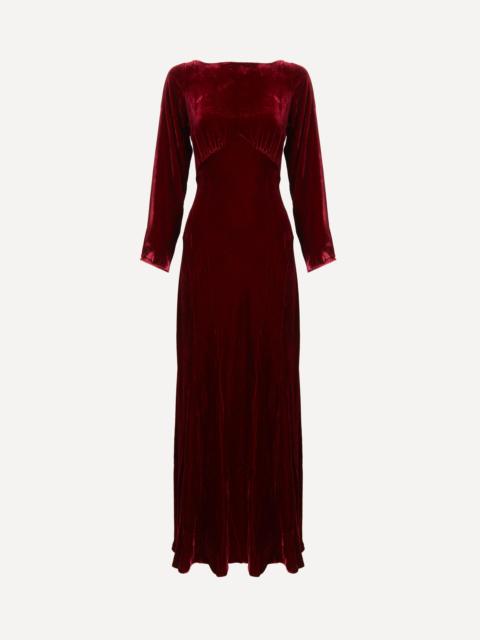 Devina Burgundy Silk-Velvet Dress