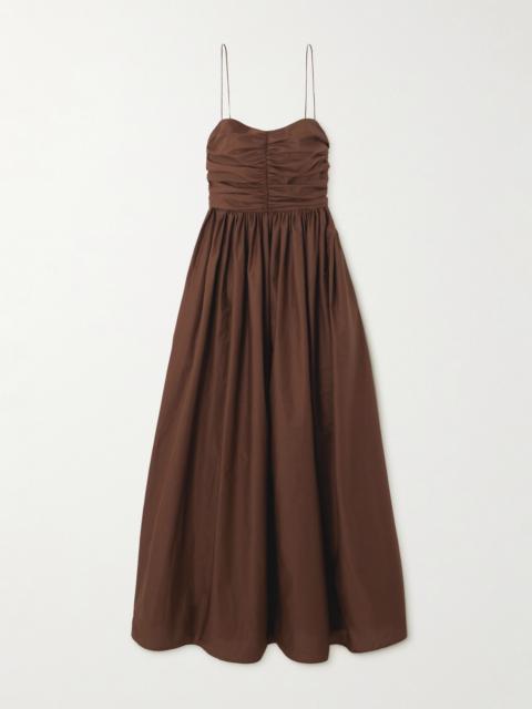 Gathered Organic Cotton-poplin Midi Dress