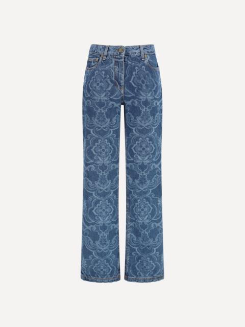Ornamental jacquard denim Jeans