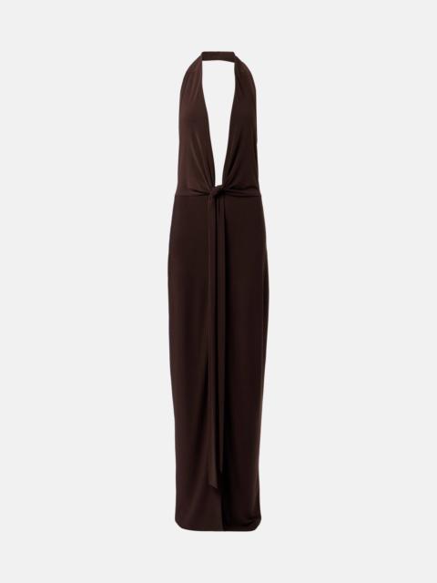 Halterneck jersey maxi dress