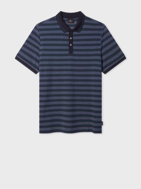 Regular-Fit Navy Cotton Stripe Polo Shirt