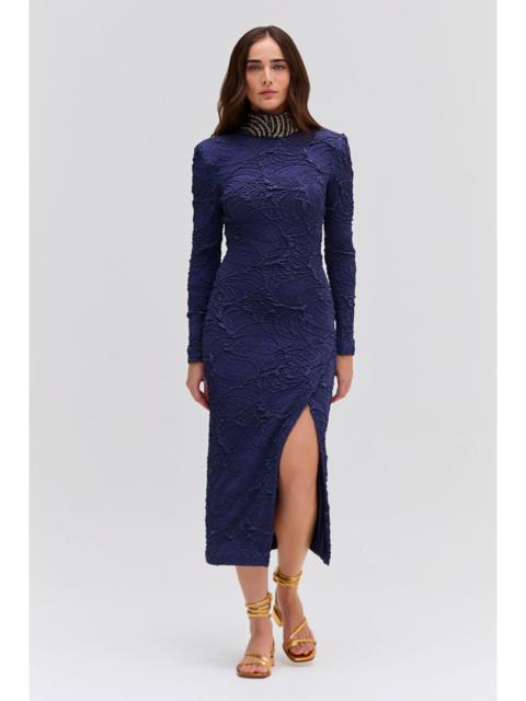 Chain Embellished Jacquard Midi Dress