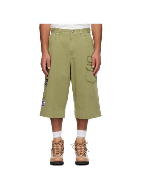 Khaki Military Patch Bermuda Shorts