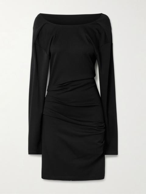 Umido gathered wool mini dress Black