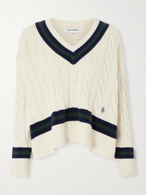 Striped Cable-knit Cotton Sweater