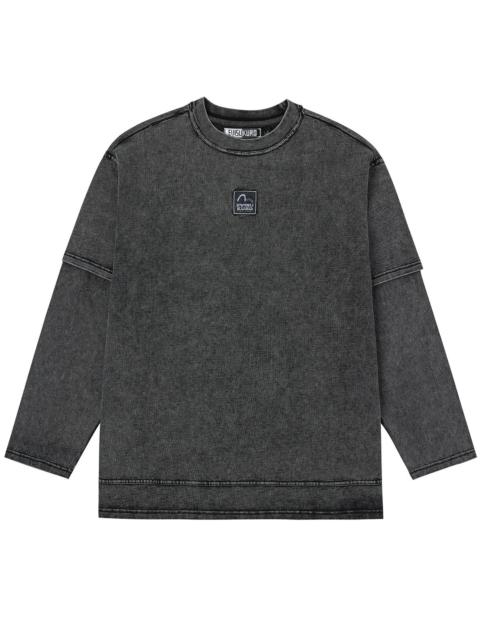 EVISUKURO Label and Seagull Print Oversized  2-in-1 long-sleeve T-shirt