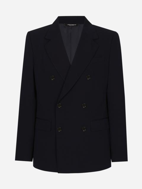 Wool twill double-breasted jacket