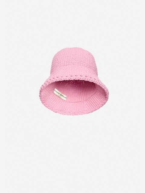 Crochet bucket hat in light pink