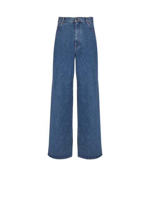 Blue denim wide-leg jeans