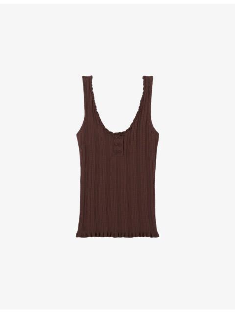 Scoop-Neck Pointelle Knitted Tank Top