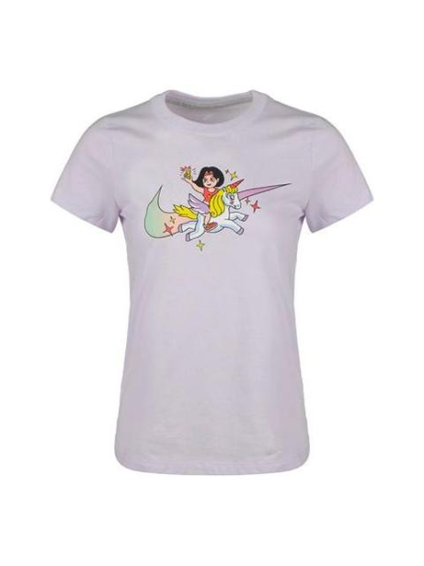 (WMNS) Nike Cartoon Logo Short Sleeve 'Purple' CW6758-571