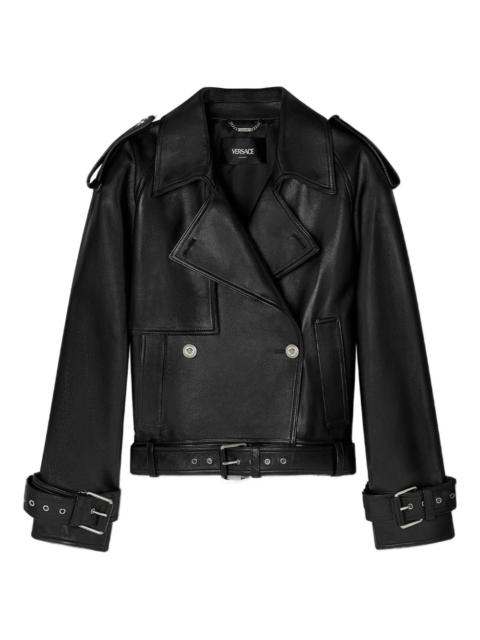 belted leather jacket