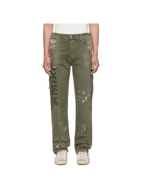 Khaki Army Logo Painted Slim Workman Jeans