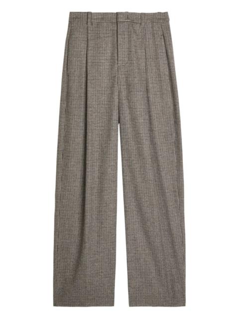 Houndstooth straight-leg woven trousers