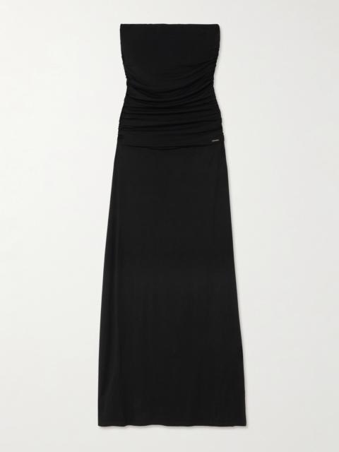 Rae Strapless Ruched Stretch-jersey Maxi Dress