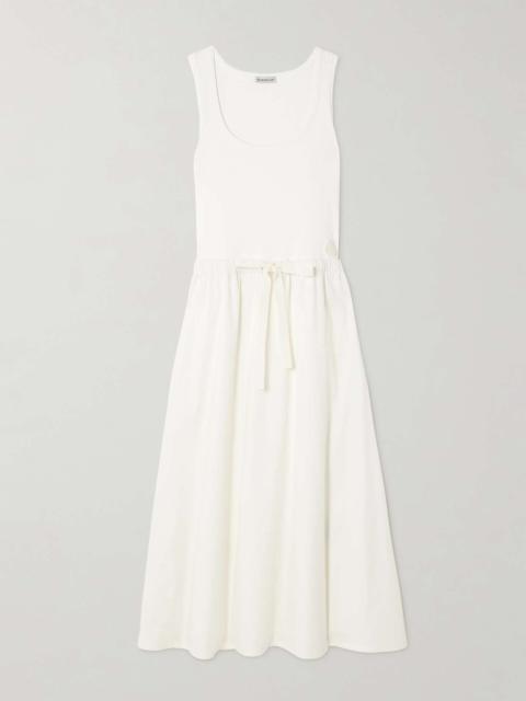 Lond tie-detailed ribbed-knit and stretch-cotton midi dress