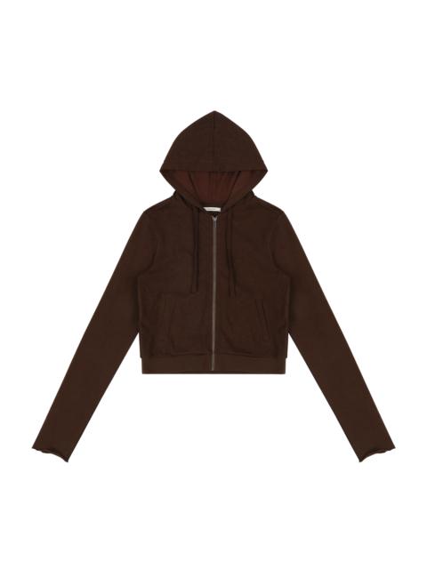 LIGHTWEIGHT CROPPED ZIP-UP BRUNETTE