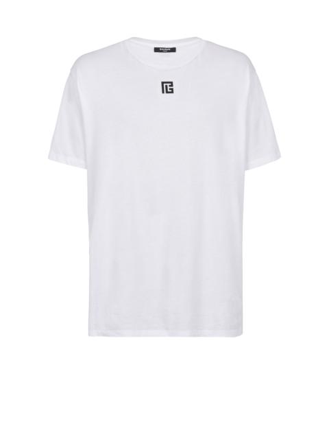 Oversized cotton T-shirt with maxi Balmain logo print