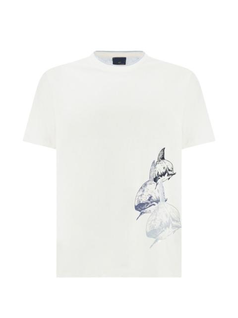 shark-print cotton jersey T-shirt