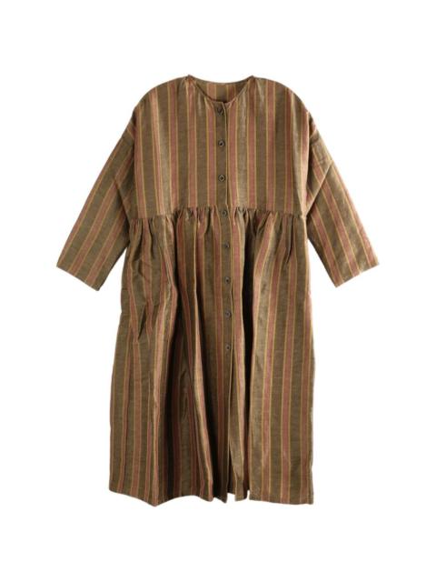 striped buttoned midi dress