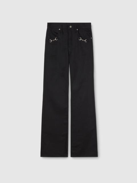 Cotton denim pants with Horsebit detail