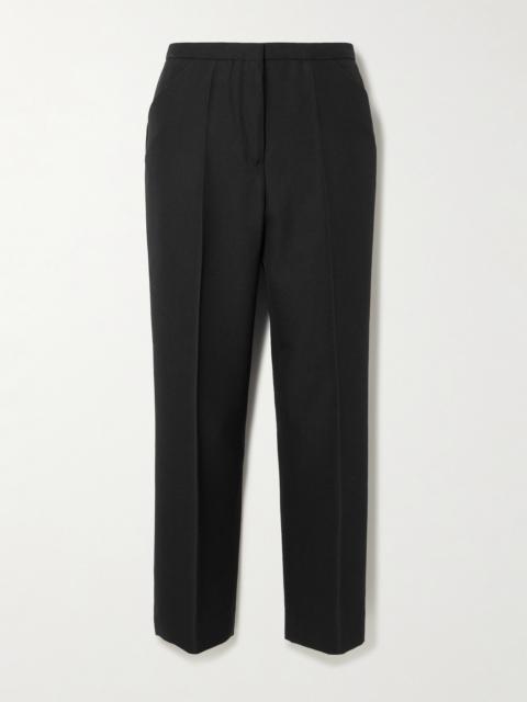 Cropped Pleated Grain De Poudre Straight-leg Pants
