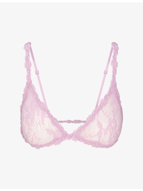 Triangle Embroidered Stretch-Lace Bralette