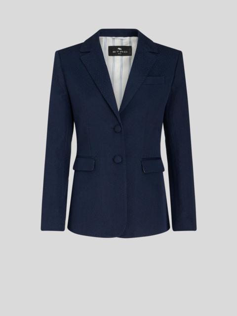 COTTON JACKET WITH STRIPED LINING