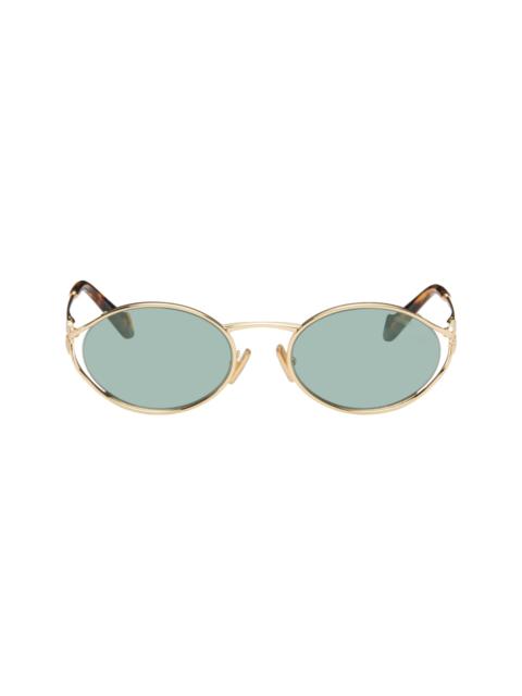 Gold 'Miu Miu Logo' Sunglasses