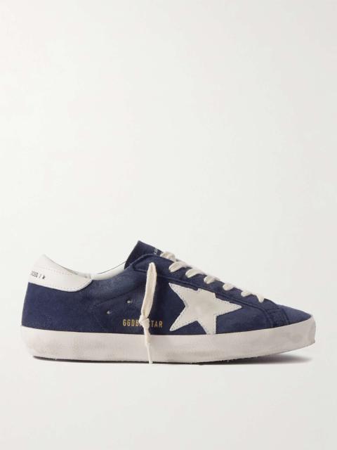 Super-Star Distressed Leather-Trimmed Suede Sneakers
