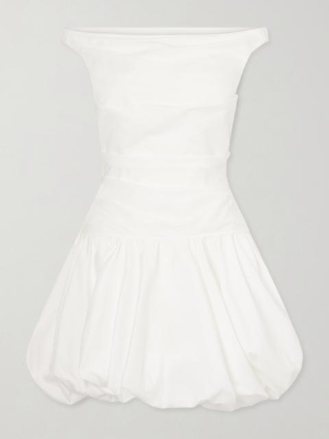 Salina Ruched Cotton-blend Poplin Mini Dress