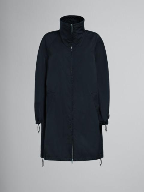 BLACK GATHERED TAFFETA PARKA