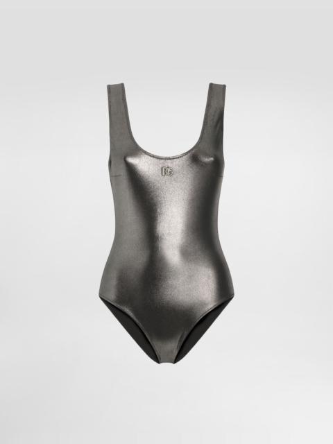 Foiled racer-style swimsuit