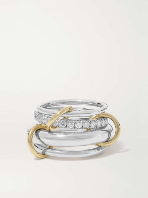 Luna set of four sterling silver and 18-karat gold diamond rings