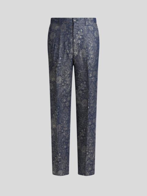 JACQUARD DENIM TROUSERS WITH FLORAL PAISLEY MOTIF
