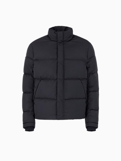 Quilted puffer jacket with all-over jacquard eagle
