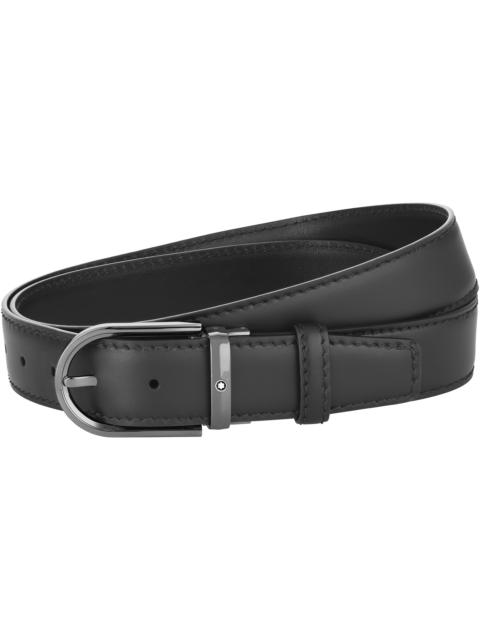 Horseshoe buckle black 35 mm leather belt