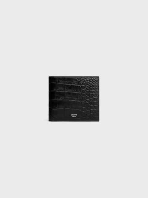 Bi-fold Wallet with Coin Compartment in Crocodile Embossed Calfskin