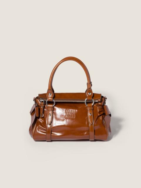 Shiny leather top-handle bag