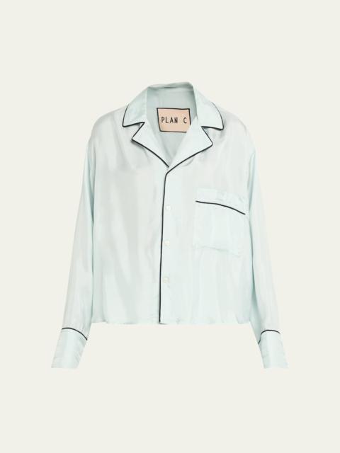 Long-Sleeve Cotton Twill Pajama Shirt