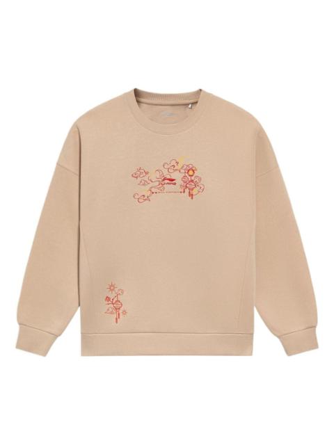 (WMNS) Li-Ning Chinese Culture Embroidered Logo Sweatshirt 'Khaki' AWDS374-1