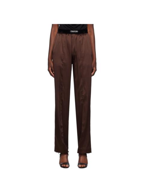 Brown Stretch Silk Pyjama Pants